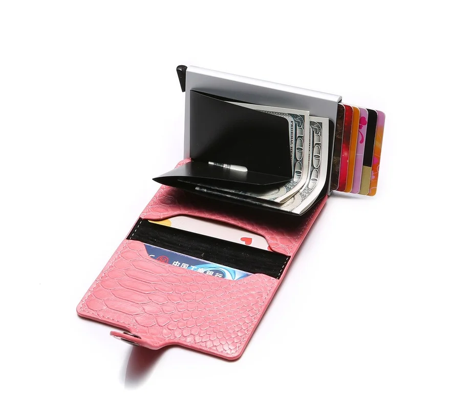 2021 Hot Style Aluminum Alloy Wallet Female Purse Rfid Python Pattern Card Holder Wallet Multi-card Women
