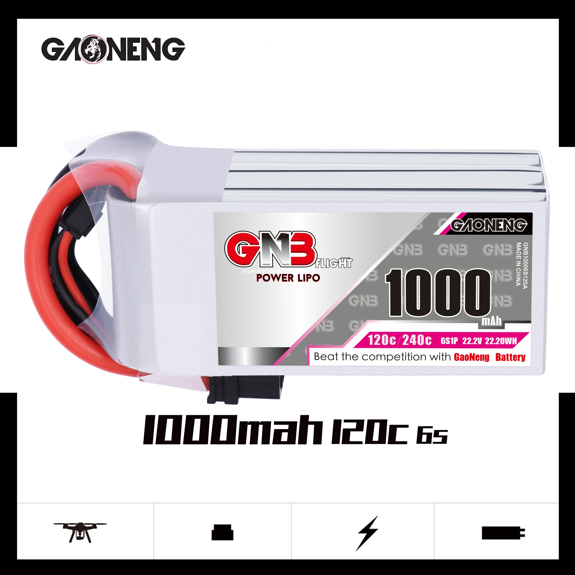 Аккумулятор Gaoneng GNB 1000 мАч 22 2 в 6S 120C/240C с разъемом XT30 или XT60 для FPV Racing Drone RC Quadcopter