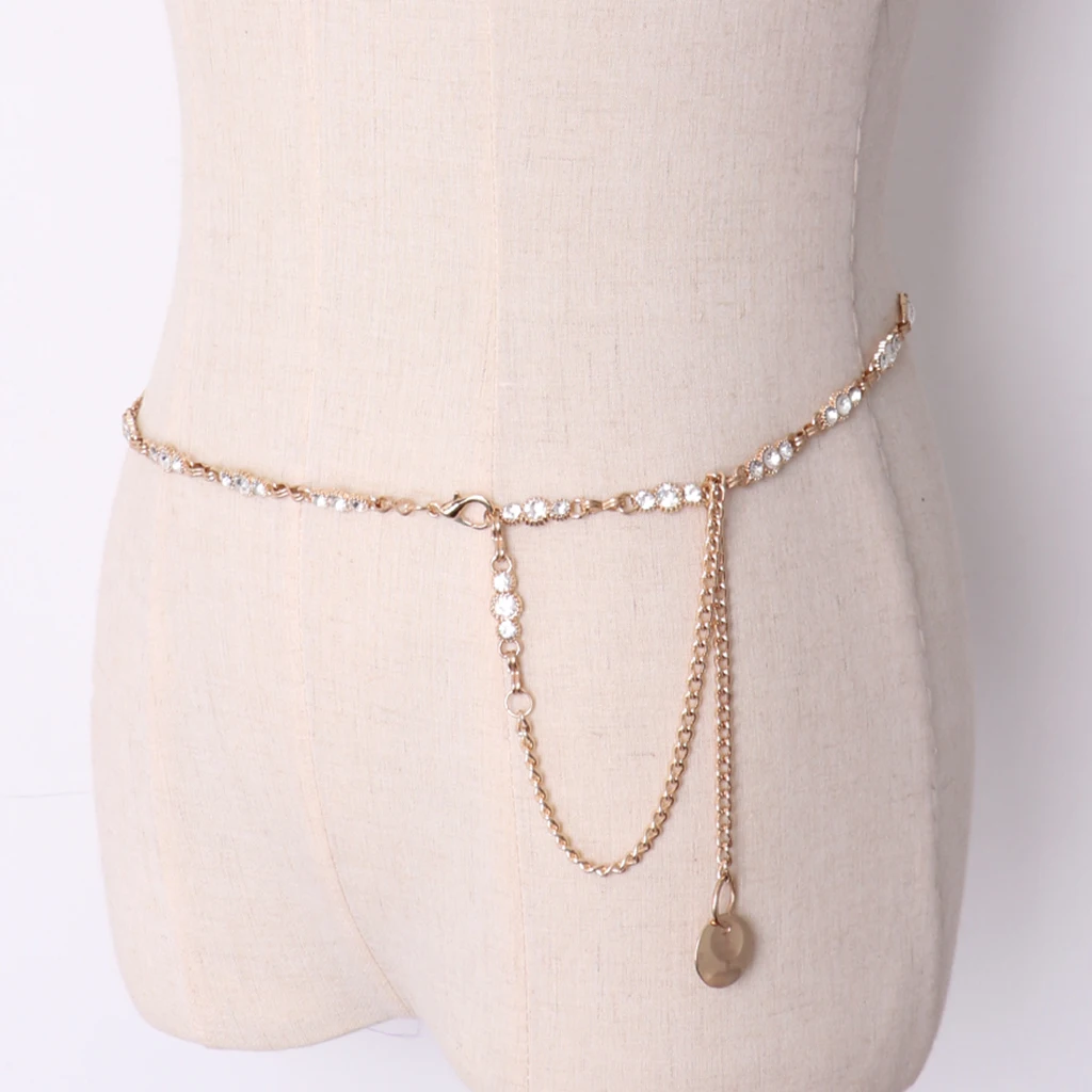 

Lady Womens Bridal Rhinestones Waistband Chain Waist Strap Belt Dress Decor