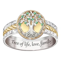 2021 new fashion crystal rings for women two tone gold plated tree of life womens ring wedding jewelry gifts bride accessories