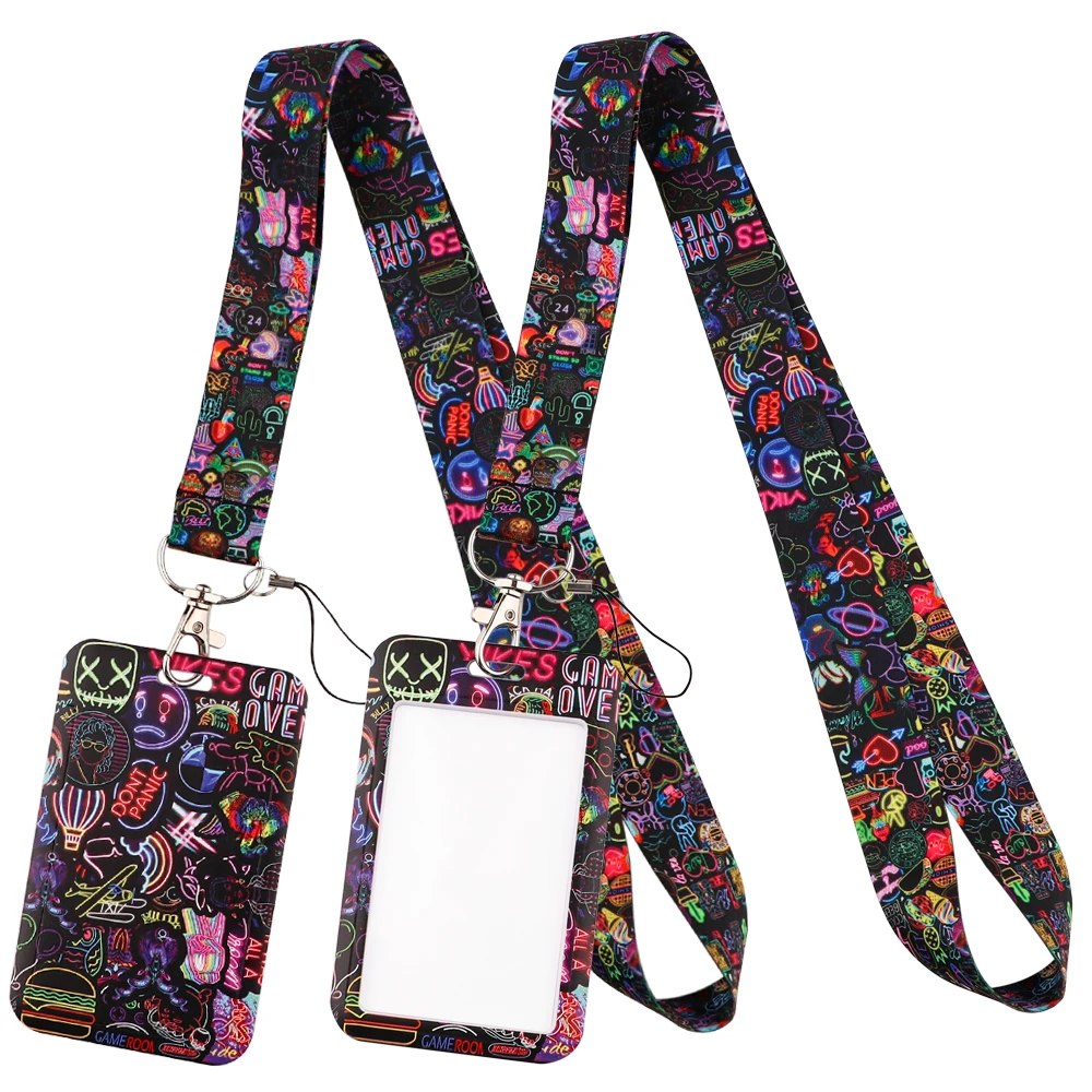 

LB2853 мультяшный неосветильник светлый шнурок для ключей, ремешки для ключей, значок, аксессуары для шеи, рождественский подарок