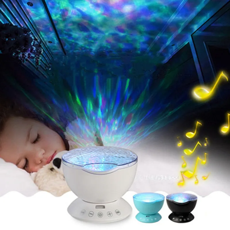 

LED Night Light Starry Sky Projectorm Led Lamp Music Player Remote Ocean Rotating Night Light Luminaria for Kid Room Decor Lamp