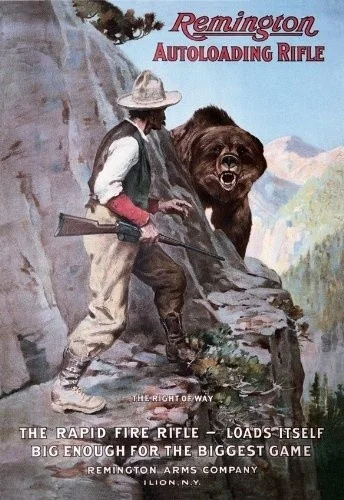 

2020 Remington Autoloading Rifle Right of Way Bear Hunting Retro Vintage Tin Sign - 20x30 , 20x30