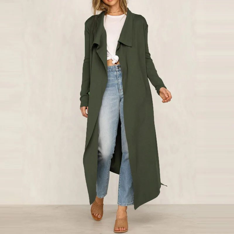 Повседневный женский длинный неровный Тренч сезон осень весна ветровки Женское