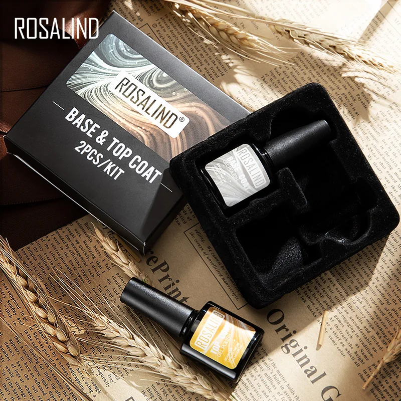 Комплект базового и топового покрытия ROSALIND 10 мл яркий гель для маникюра Гель лак
