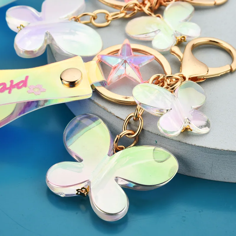 Акриловый брелок для ключей в виде бабочки цветной оптовая продажа по низким