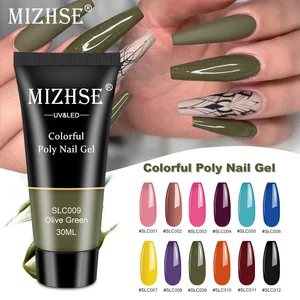 Полигель для наращивания ногтей MIZHSE, набор с типсами для ногтей, двойная форма Qiuck, сухой полигель для ногтей, удаляемый замачиванием, УФ-гель для наращивания ногтей