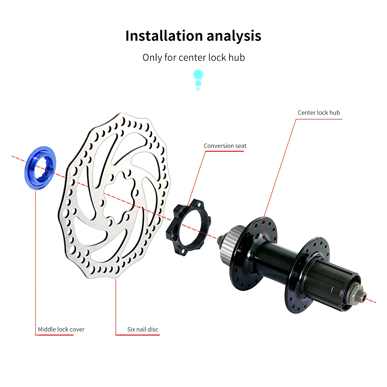 Central Lock Adapter Aluminum Alloy Durable Anodizing Compact Easy Installation Anti-Rust Locked Hub To Six-Bolt Brake | Спорт и