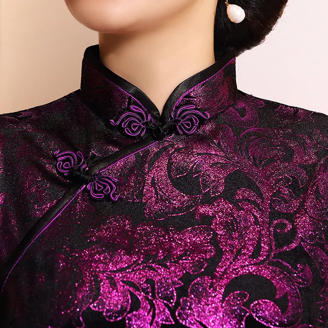 Китайский традиционный стиль осень зима бархат cheongsam женский короткий параграф семь точек рукав принт Тан костюм рубашка