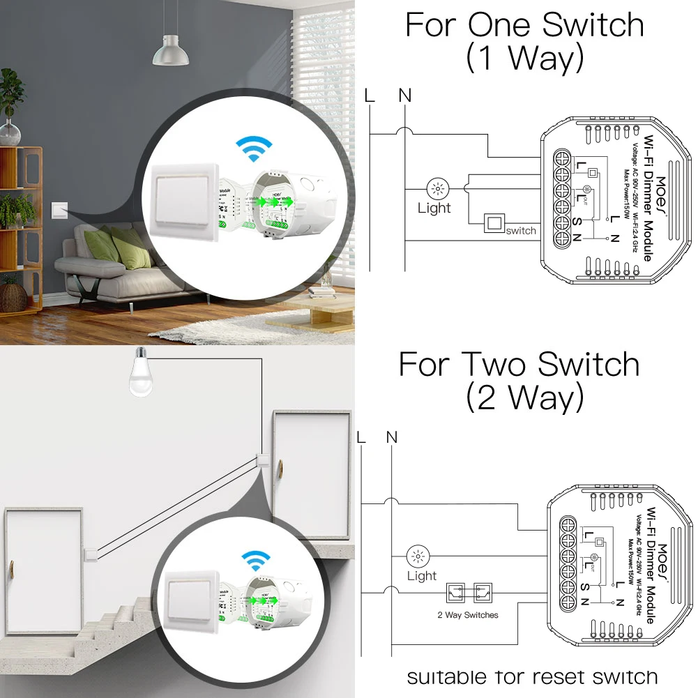 Умный светодиодный Wi-Fi светильник MoesHouse сделай сам с диммером переключатель 1/2 Way