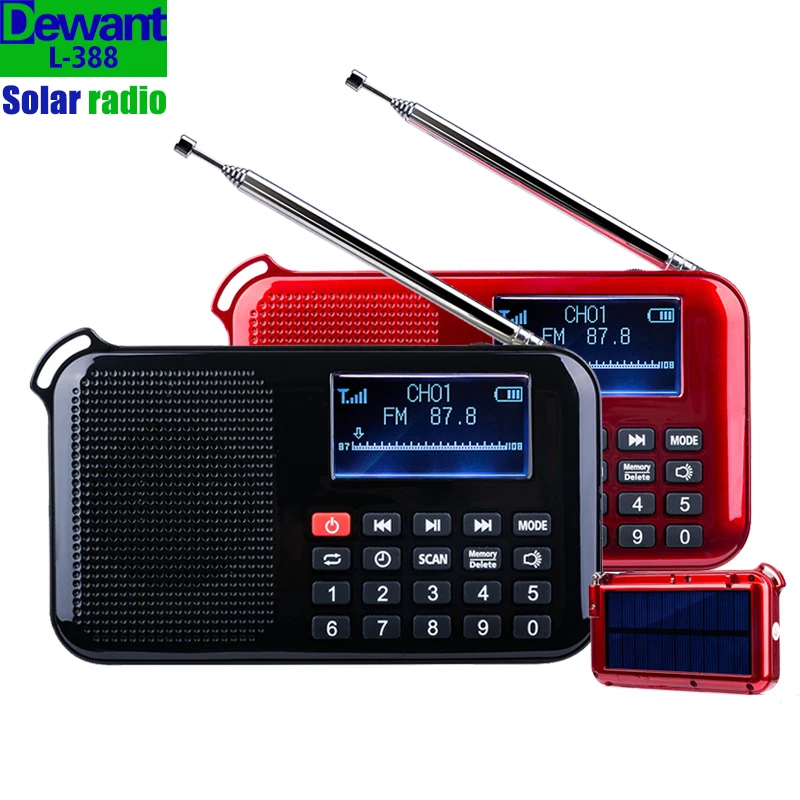 L-388 перезаряжаемая портативная солнечная энергия ed зарядка FM-радио с солнечной