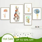 WTQ Медведь Кролик лиса жираф лев мультфильм настенная Картина на холсте постеры принты Детская комната Декор картины