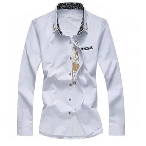 Мужская Однотонная рубашка с длинным рукавом, размеры до 5XL