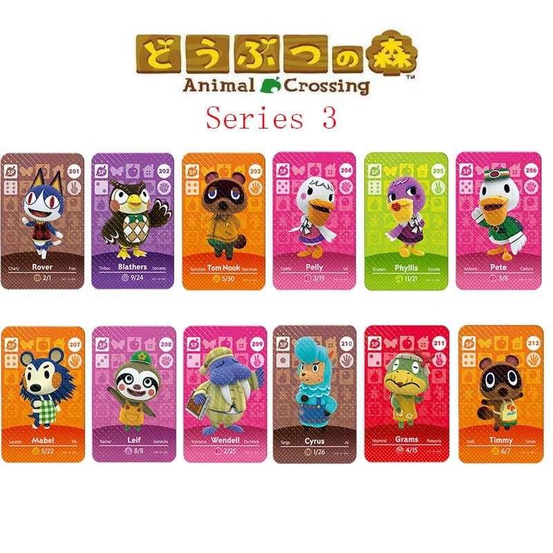 Animal Crossing Amiibo Cards Compatible Switch NS WIIU NFC Game Card Animals Set Carte Series 3 NO.201 To 300 English Language | Игрушки и