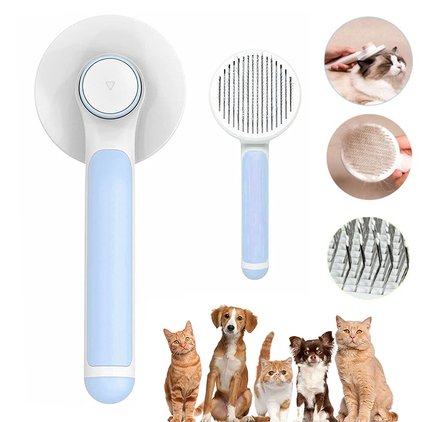 

Cat Brush Pet Comb Dog Hair Removes Self Cleaning Slicker Brush for Dog Cat Hair Cleaning Removes Tangled Hair Pet Grooming Tool