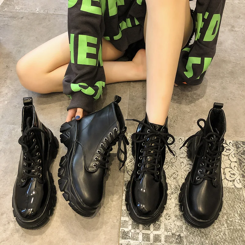 

Повседневные женские ботинки на платформе со шнуровкой, женские зимние ботильоны, женские ботинки-гладиаторы, короткие красивые кожаные бо...