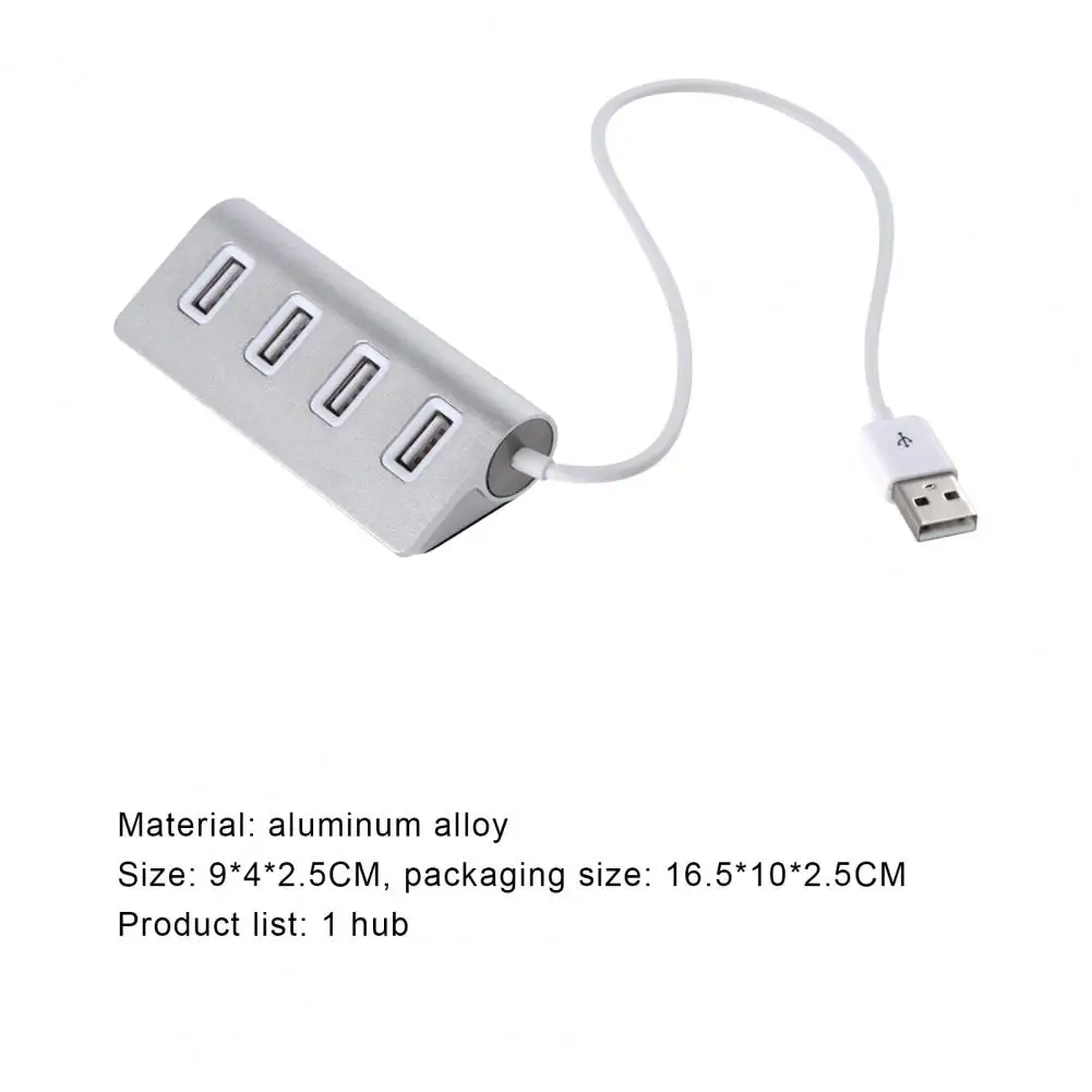 

Multifunction USB2.0 Wire Hub Multifunctional Widely Compatible Aluminium Alloy USB Wire Hub for Computer Office Supplies