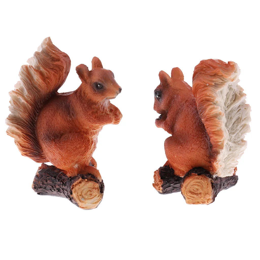 

2 Pieces Vivid Finest Mini Squirrels Model Statues for Diorama Sand Table Doll House DIY Accessory