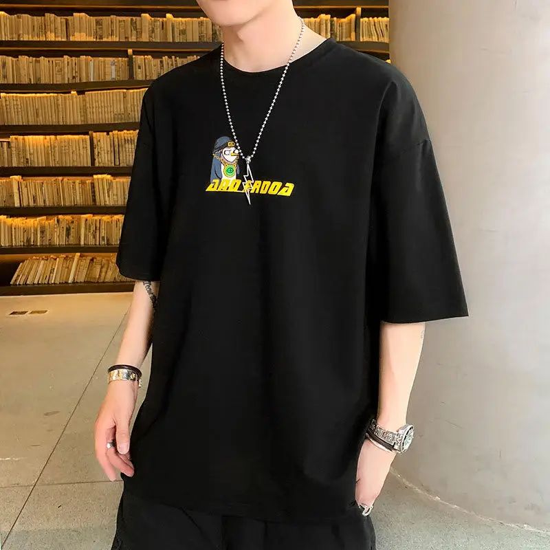 Футболка мужская оверсайз с рукавом до локтя свободная тенниска для скейтборда