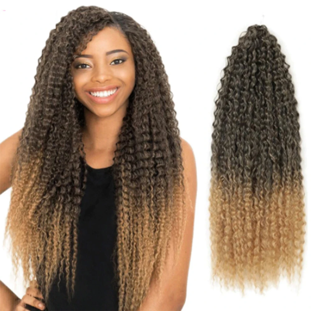

Afro Kinky Curly Wigs Braid Crochet Braiding Hair Extensions Marly Hair Ombre Brown Bug Hair for Black Women Expo City