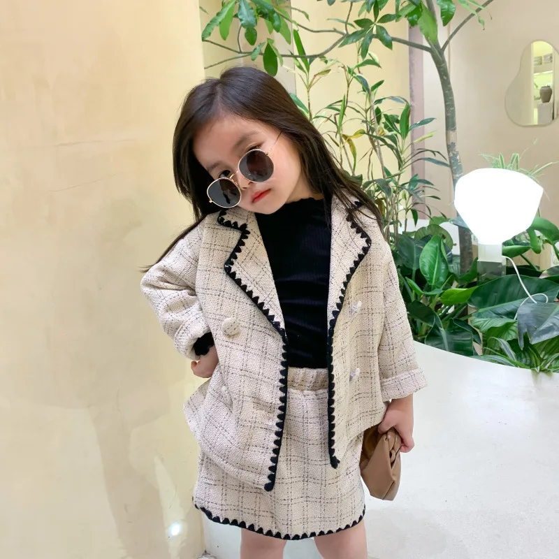 2020Autumn And Winter Girl Skirt Small Fragrance Two - Piece Korean Online Celebrity Suit Children 's Clothing 0- 5 Years Old | Детская