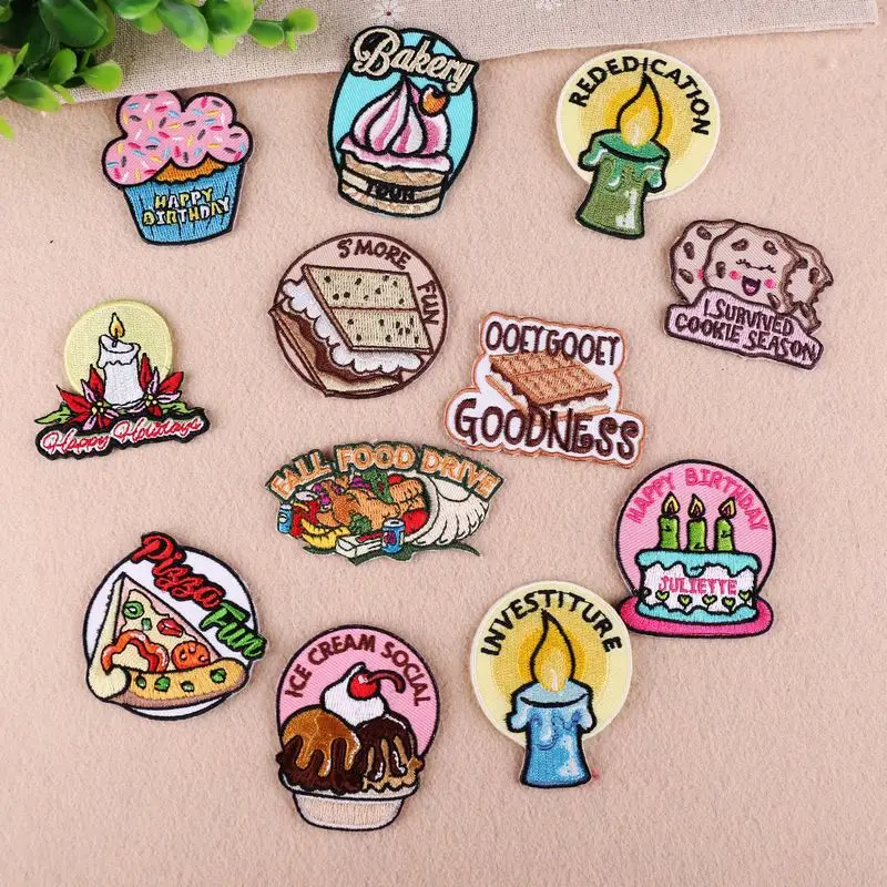 Утюг на милые еда патчи для одежды в полоску нарядное значки пицца наклейка