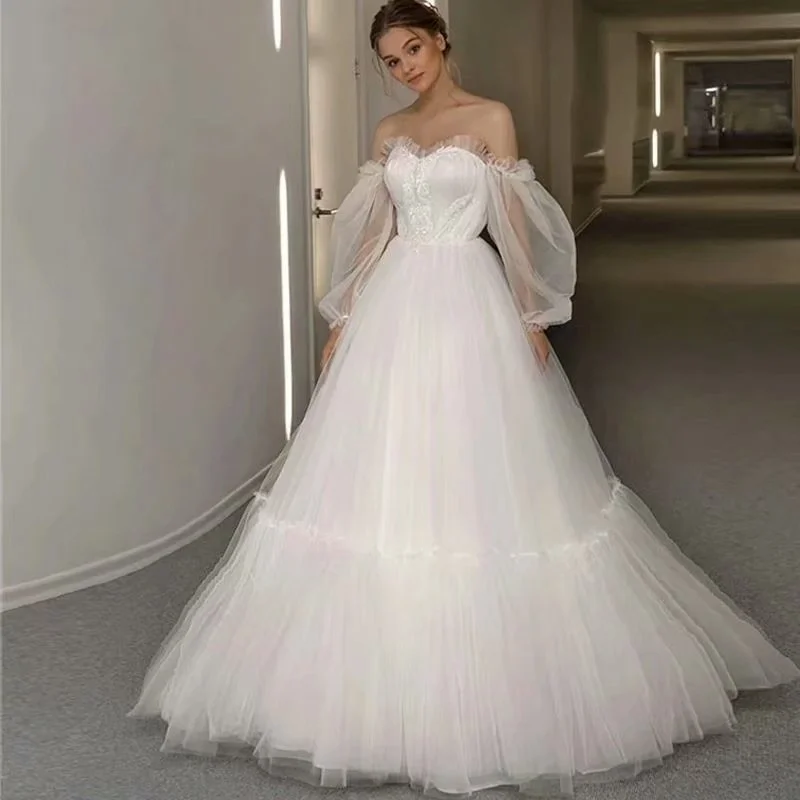 

New Style Wedding Dress, Long, Elegant, Simple, One Shoulder, Fashionable, Elegant And Generous Temperament