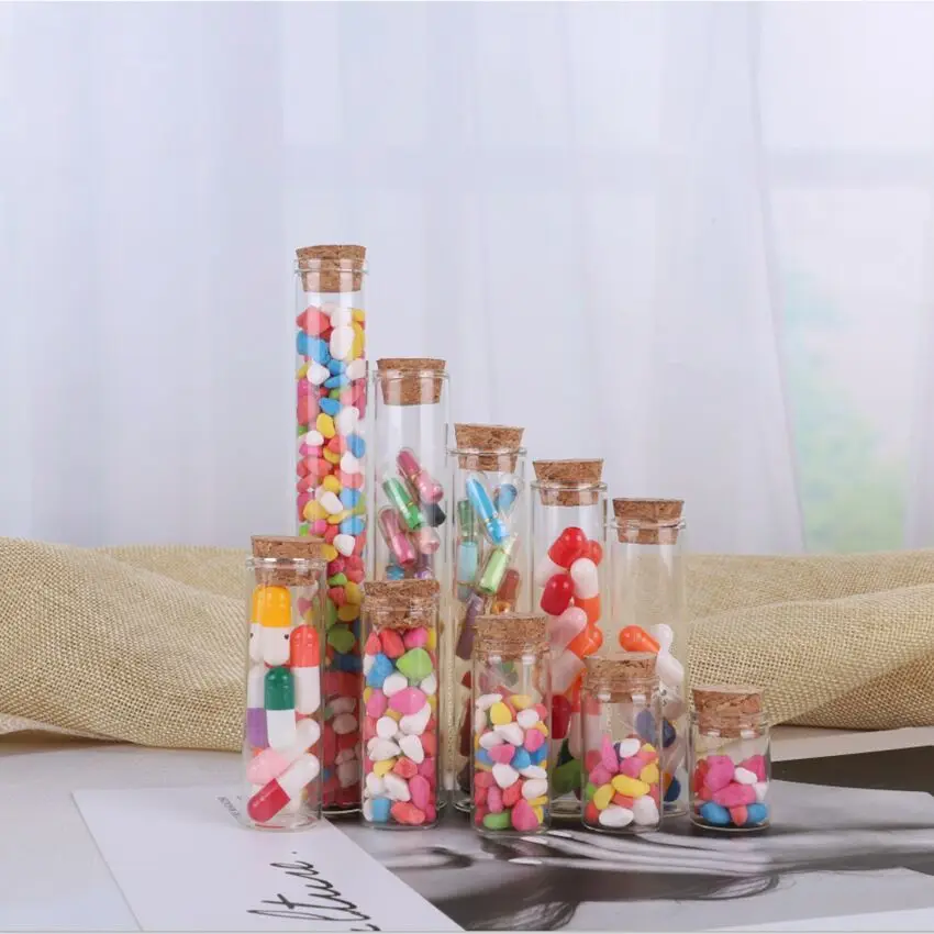 100 шт. прозрачные стеклянные флаконы с пробкой |