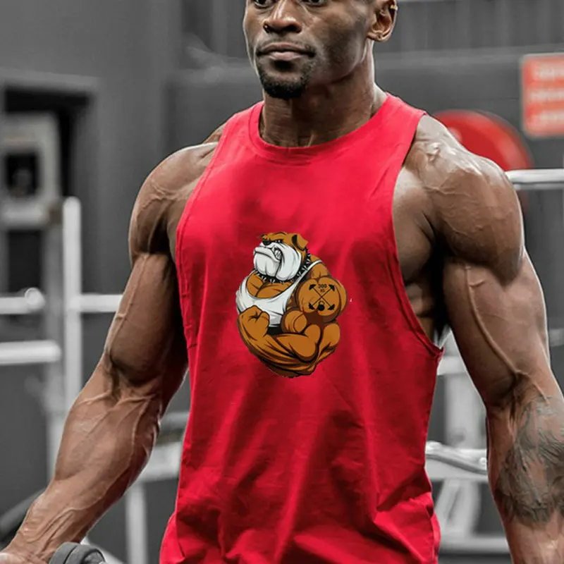 Майка мужская с принтом черепа для фитнеса и тяжелой атлетики хлопковая майка