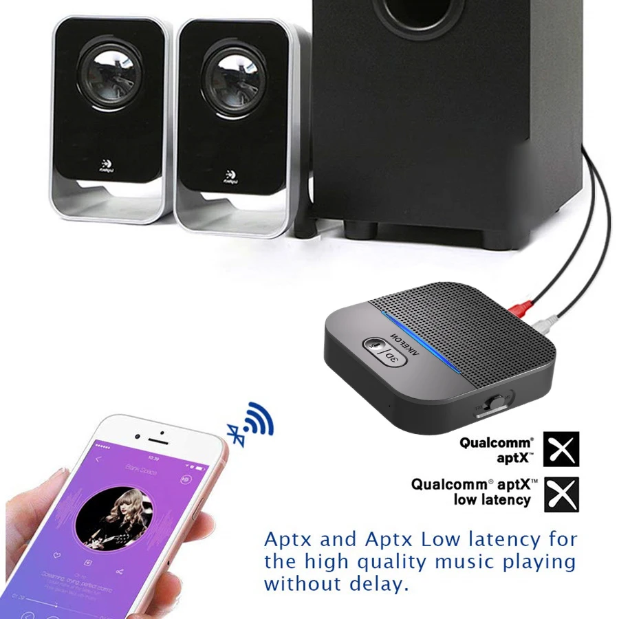 Aptx LL Bluetooth 5 0 адаптер ключ с 3D для автомобиля 3 мм разъем Aux 2 RCA приемник динамик