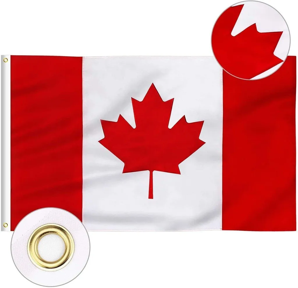 

36x60 Inch Canadian Flag National Banner Polyester Belt Buttonhole Canadian Flag Outdoor Polyester Maple Leaf Banner Bandera