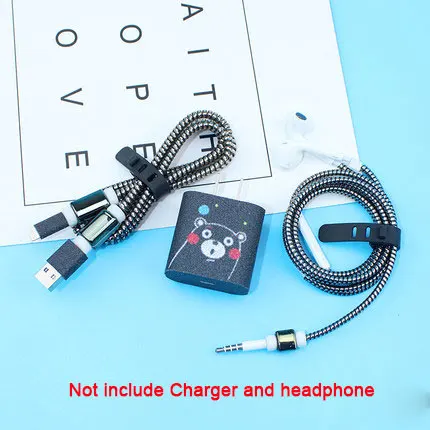 Защитный комплект для iphone12 11 Pro Max мультяшный USB-кабель наушников с намоткой