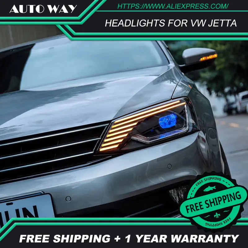 Car Styling Head Lamp case for VW Jetta 2011-2017 LED Headlights Headlight H7 D2H HID Angel Eye Bi Xenon Beam | Автомобили и