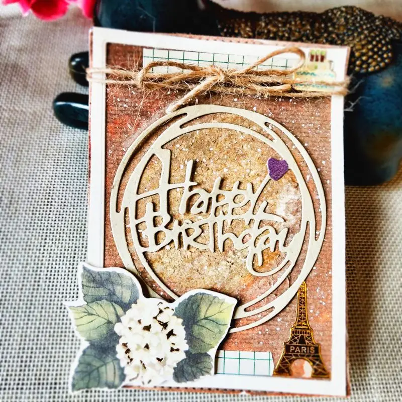 

Happy Birthday Circle Metal Cutting Dies Stencil DIY Scrapbooking Album Stamp Paper Card Embossing Crafts Decor