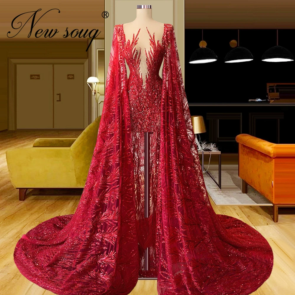 

Женское платье для выпускного вечера, красное кружевное платье с бисером в дубайском стиле, элегантное вечернее платье, 2021