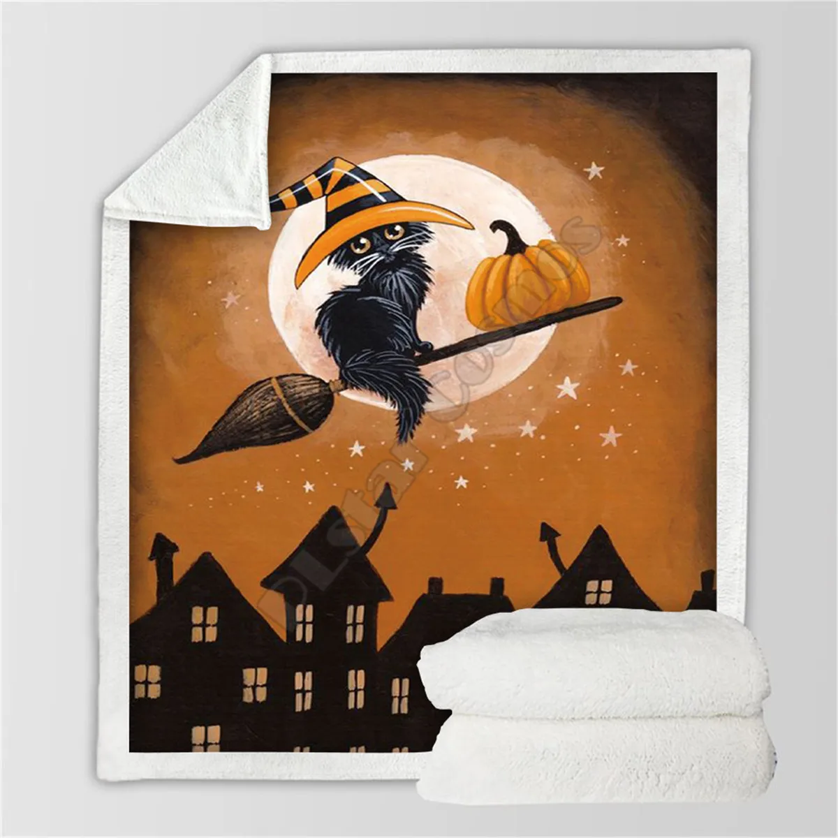 

Ужасный кот Хэллоуин Флисовое одеяло 3D полный принт носимый одеяло для взрослых для детей теплое шерпа одеяло 01