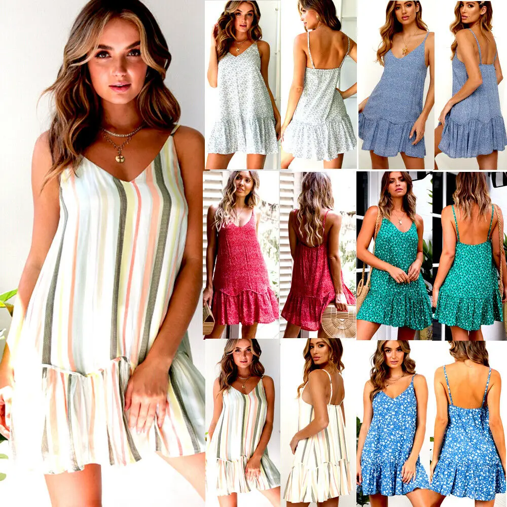 2019 Фирменная Новинка Лето Для женщин богемные платья в цветах шифон платье на