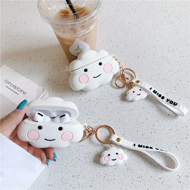 

For Airpods 3 Case 2021,Cute Cartoon Clouds Case With Keychain Case For Airpods Pro/Airpod 1/2/Airpods 3 Generation Case