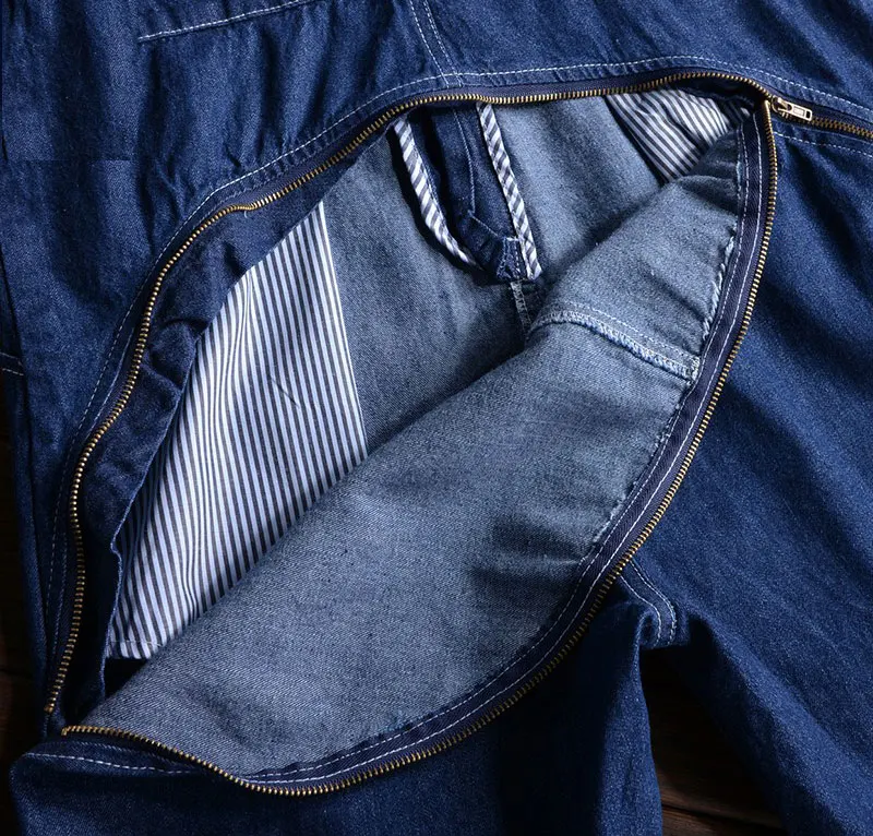 ZYYong Summer Men's Short Jeans Overalls Fashion Casual Slim Denim Jumpsuits High Quality Hip-Hop Black Blue Cargo Pants