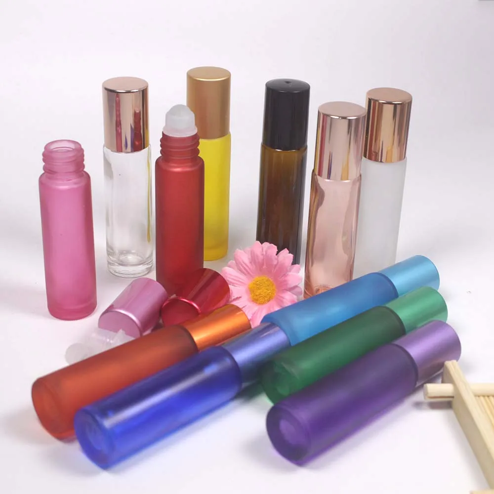 Портативные матовые цветные стеклянные роликовые флаконы для эфирных масел