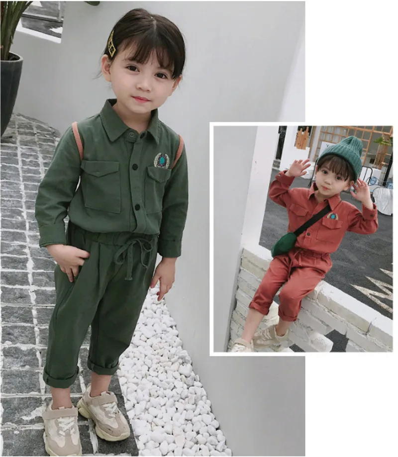 Детская одежда для маленьких девочек Костюм детей Комплект одежды Рубашки с