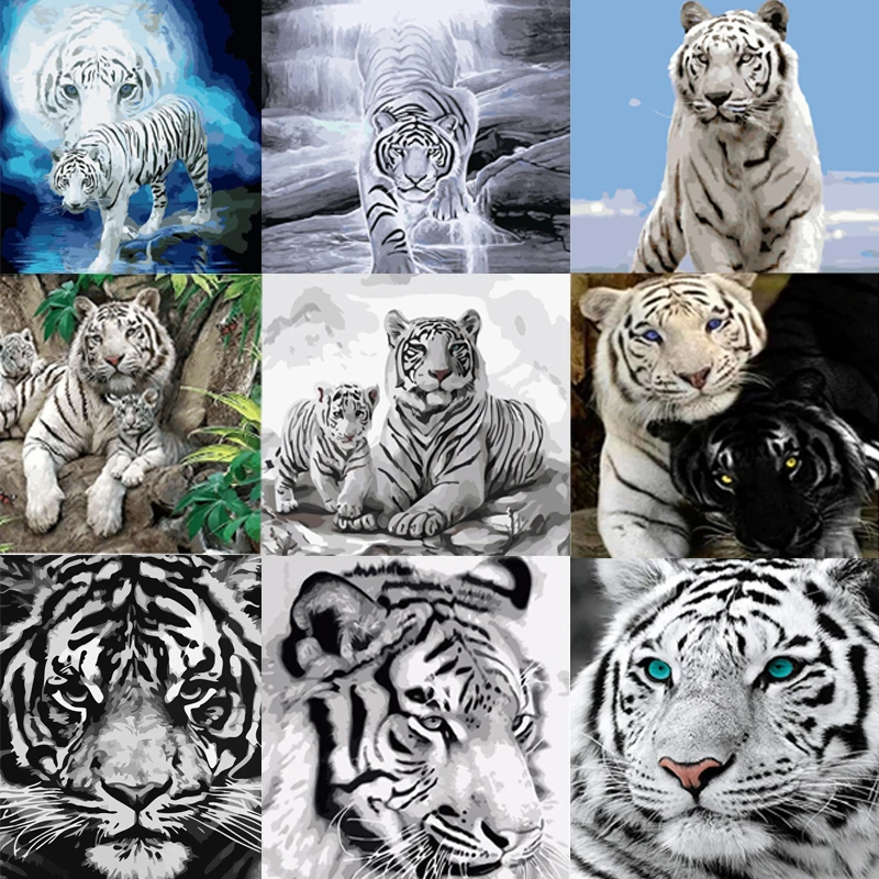DIY картина по номерам дропшиппинг нулевой основы расписанную изображение тигра
