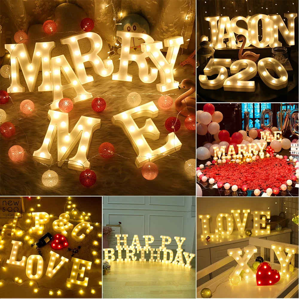 Творческий 26 Английский алфавит номер светодиодный ночник для украшения стен в