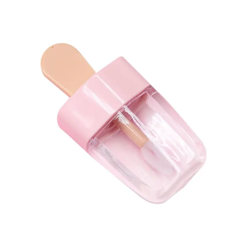 

3.2x6.8cm Sweet Ice Cream Shape Mini Lip Gloss Tube Empty Lip Balm Container With Pink Lid Rubber Inserts Lipstick Sample Bottle