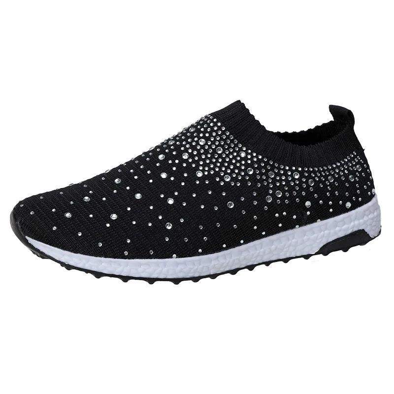 

2021 summer new large elastic flying woven breathable casual women's shoes with light soft soled socks and shoes