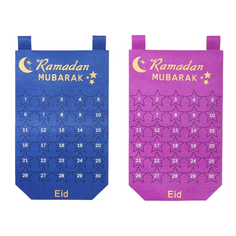 DIY фетровый Рамадан Eid Mubarak Kareem настенный подвесной Нумерованный график с