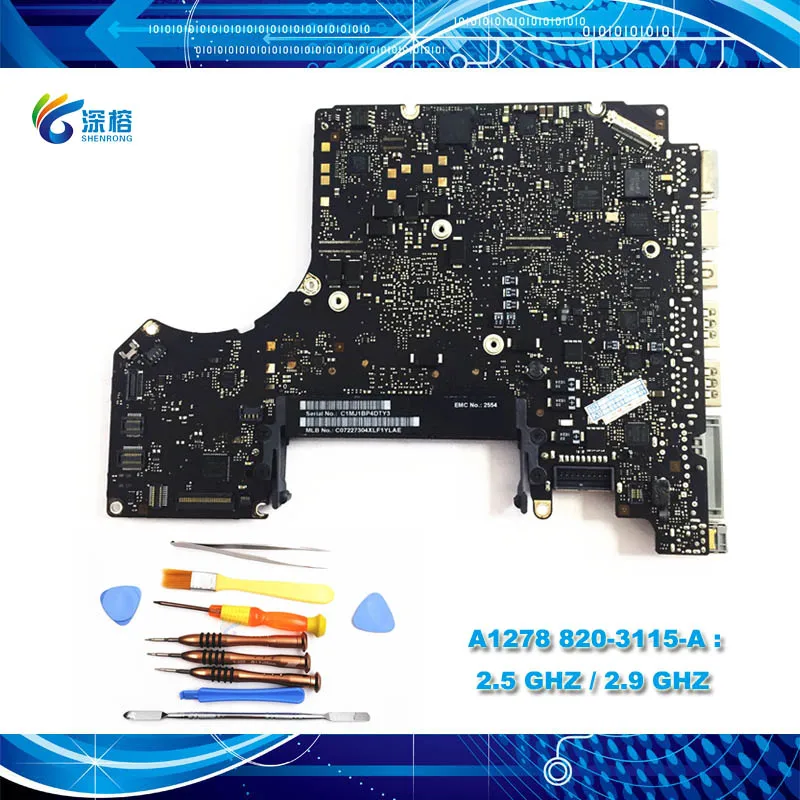 A1278 материнская плата для Macbook Pro 13," i5 2,5 GHz 2,9 GHZ test well логическая плата 2012 год 820-3115-B