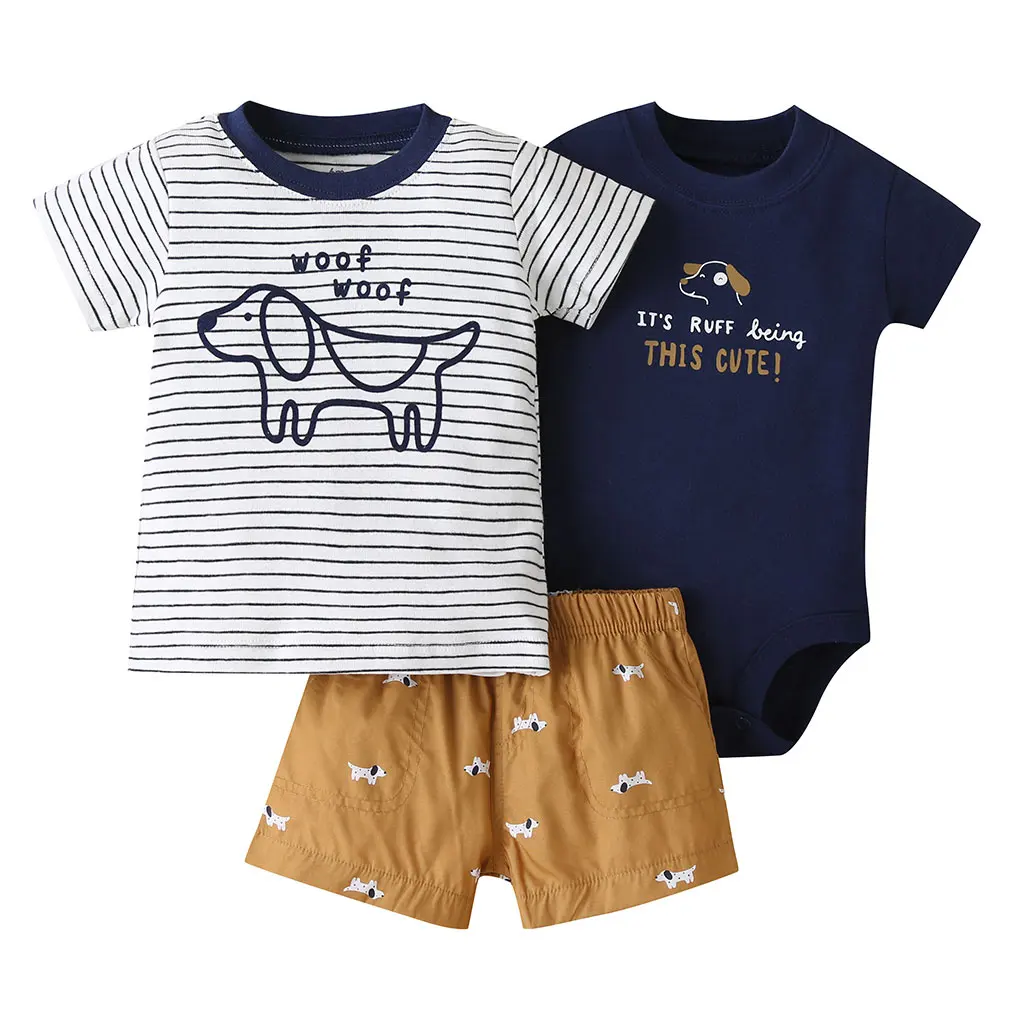 summer outfit for baby boy short sleeve T shirt tops+bodysuit+shorts newborn girl clothes set new born clothing suit 2021 | Детская