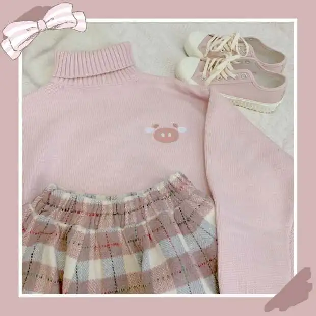 

Merry Pretty Spring 2 Piece Set Women's set Blue Sweater and Plaid Pleasted Skirt Set 2 Pieces Outfits Women Matching Set