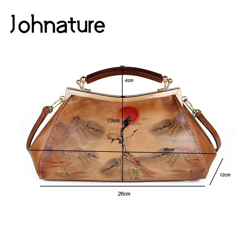 Женская сумочка на плечо Johnature роскошная сумка из натуральной воловьей кожи в
